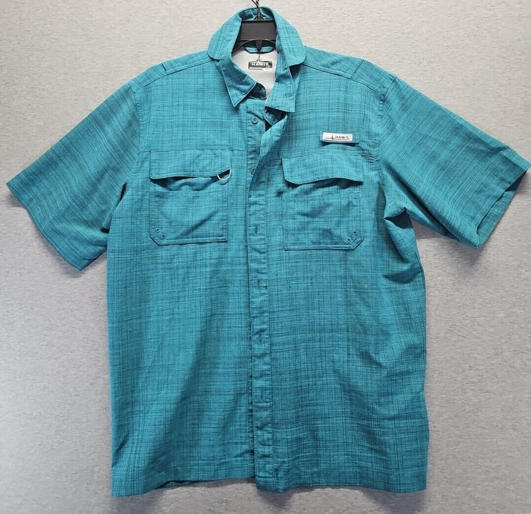 Habit Aqua Blue Short Sleeve Fishing Shirt Size L (2S4) - Main Image