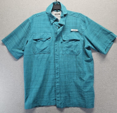 Habit Aqua Blue Short Sleeve Fishing Shirt Size L (2S4)