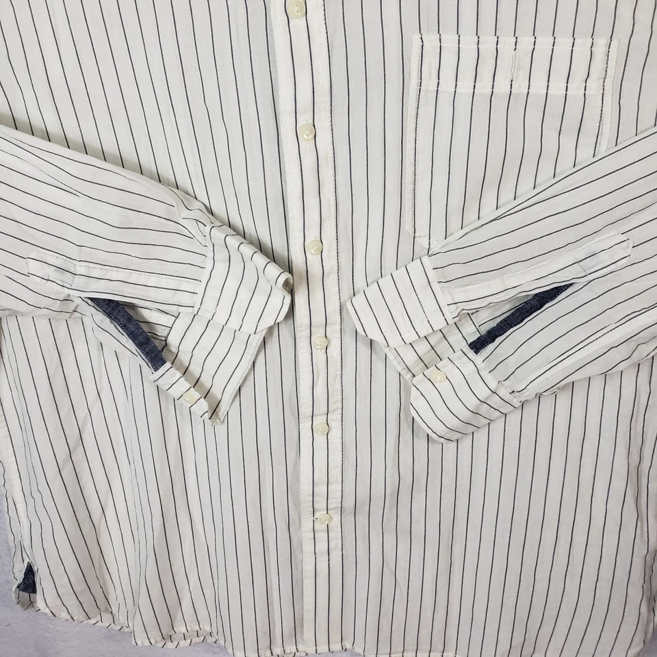 Camisa de vestir Gap para hombre XL XLarge blanca azul a rayas informal manga larga abotonada Foto 2 de 4