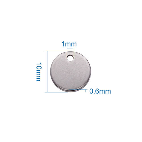 100 Stck. 304 Edelstahl Runde Metall Etiketten Stanzen Rohlinge Etikett Charms 10x0,6 mm - Bild 2 von 8