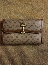 VINTAGE c1980 AUTHENTIC TAN GUCCI MIGNON PATTERN WALLET