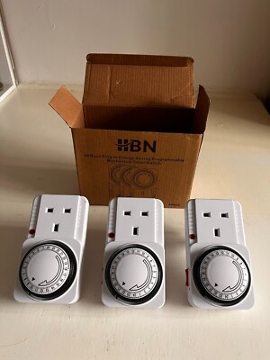 HBN 24 Stunden programmierbare mechanische Zeitschaltuhr Steckerschalter 3er-Pack, energiesparend UK
