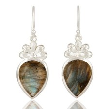 Gift For Women Drop/Dangle Teardrop Earrings 925 Silver Natural Labradorite