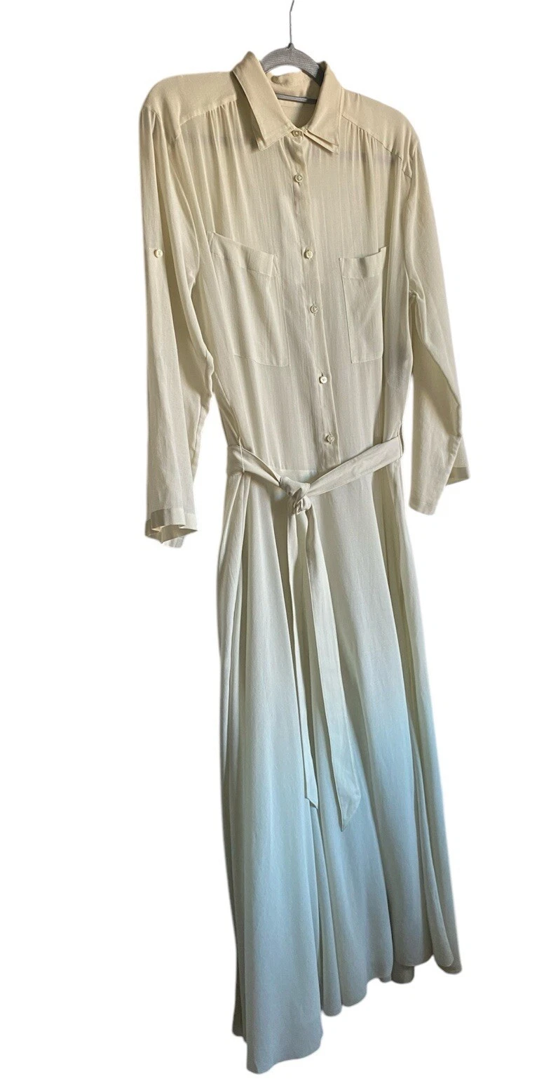 MAISON MARGIELA Abito MIDI Maison Martin Margiela Paris trasparente con colletto e cintura avorio taglia 46 L