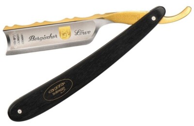 Dovo Bergischer Lowe Folding Knife 0.75'' Carbon Steel Razor Blade Wood Handle