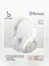 Bass Jaxx Headphones Wireless White Bluetooth Premium Fit Cushioned NEW