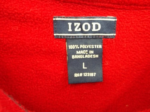 Izod Mens Red Super Soft Polyester Pull Over Long Sleeve Sweatshirt Size L - Picture 5 of 9