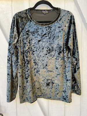 New $45 Urban coco medium moss green Velvet T-Shirt Casual Long Sleeve Top A62