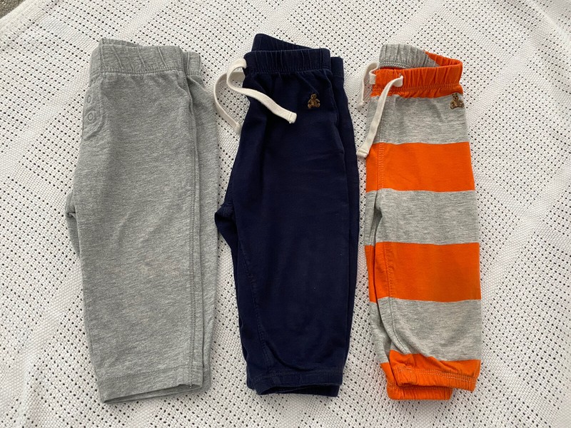 EUC Lot Of 3 Baby Gap Unisex Toddler Pants Size 6-12 M Blue Gray Orange