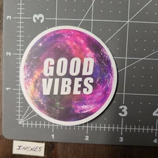 Good Vibes Galaxy Humor Skateboard Guitar Phone Sticker / Decal MatI