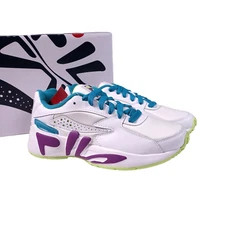 Size 6Y / Women's 7.5 FILA Mindblower Sneakers 3RM00604-145 White/Purple/Green