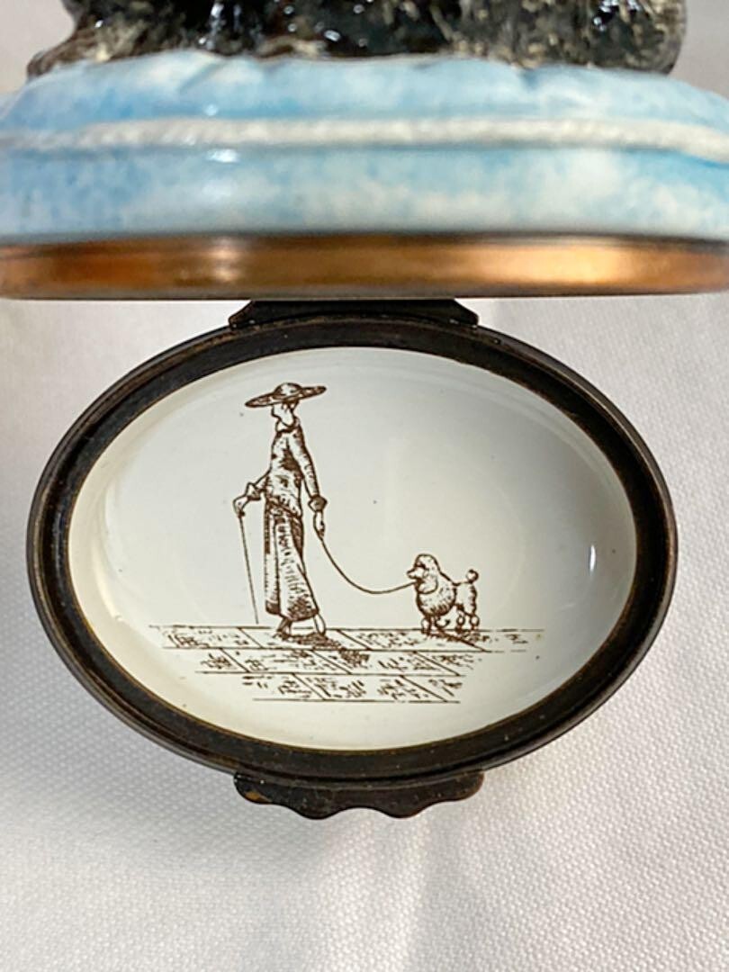 Halcyon Days Enamels Poodle Design Enamel Trinket Box artist