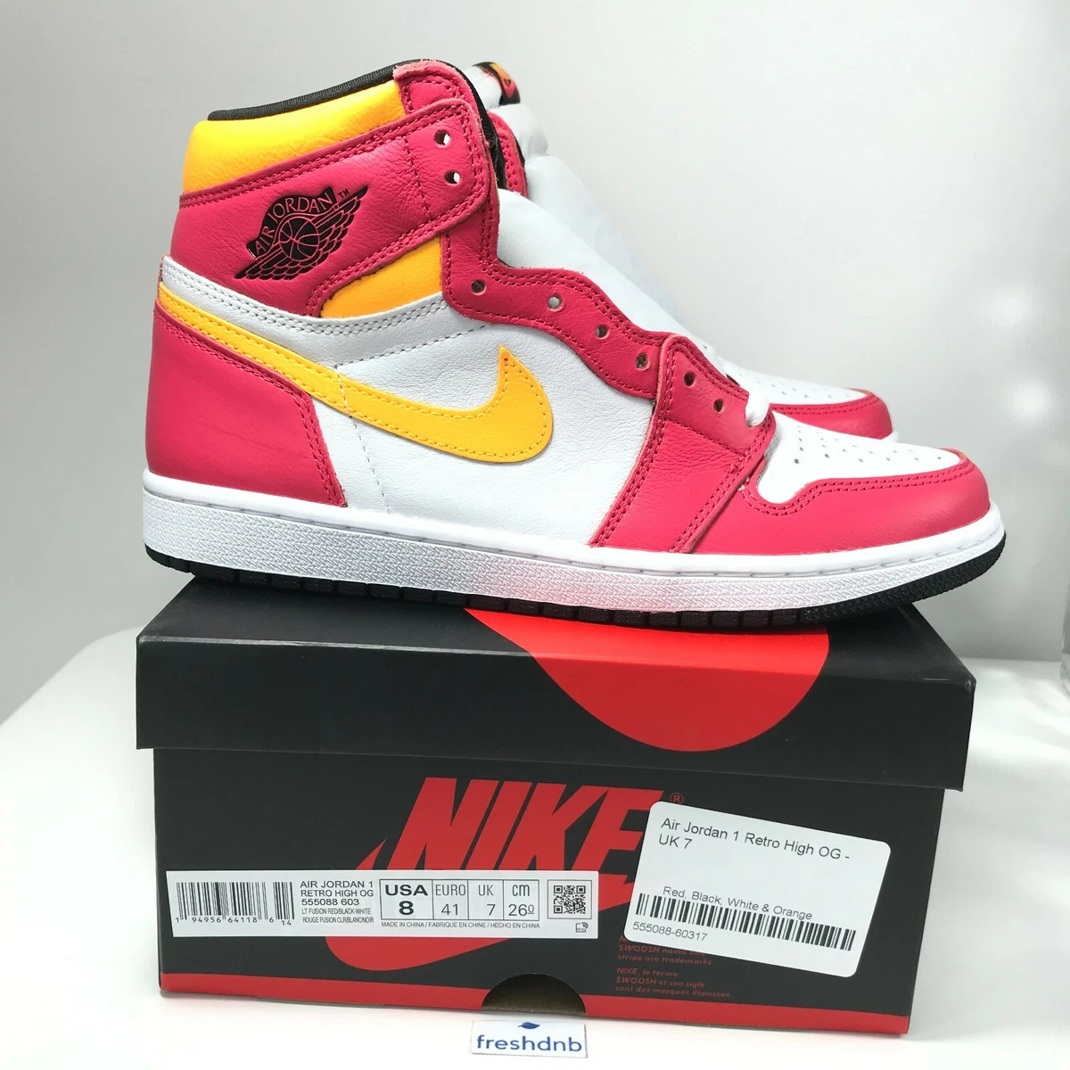 Nike Air Jordan 1 Retro High OG Light Fusion Red - UK 7 - EU 41 - US 8 |  eBay