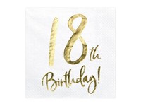 20 Servietten Geburtstag 18 Weiß-Gold Tischdeko Party Golddruck