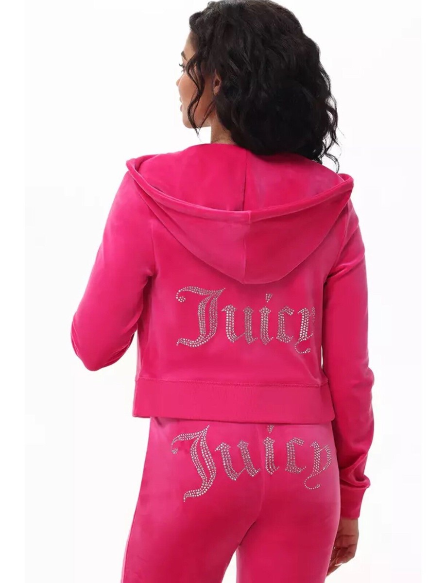 Velour Tracksuit Women Juicy JUICY PINK VELOUR DIAMANTE TRACKSUIT