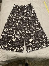 Asos 12 black white floral wide leg summer pant