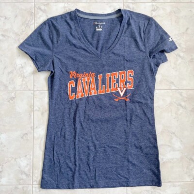 UVA Virginia Cavaliers Champion V-Neck Graphic Athletic Tee Shirt Women  Medium M