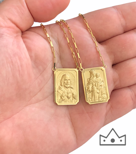 18k Gold Scapular Lady of Carmel with 