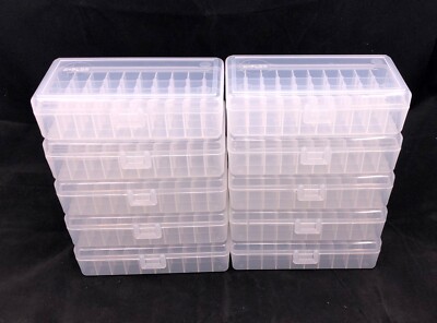 Plastic Ammo Box (Lot of 10) 50 Round, 40 S&W/10MM/45ACP, Made In USA, AP-50