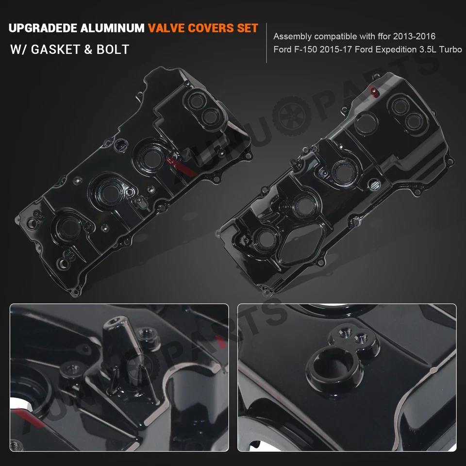 LH & RH Aluminum Valve Covers Set for 2013-2016 Ford F-150 15-17 Expedition 3.5L - Image 3 of 4