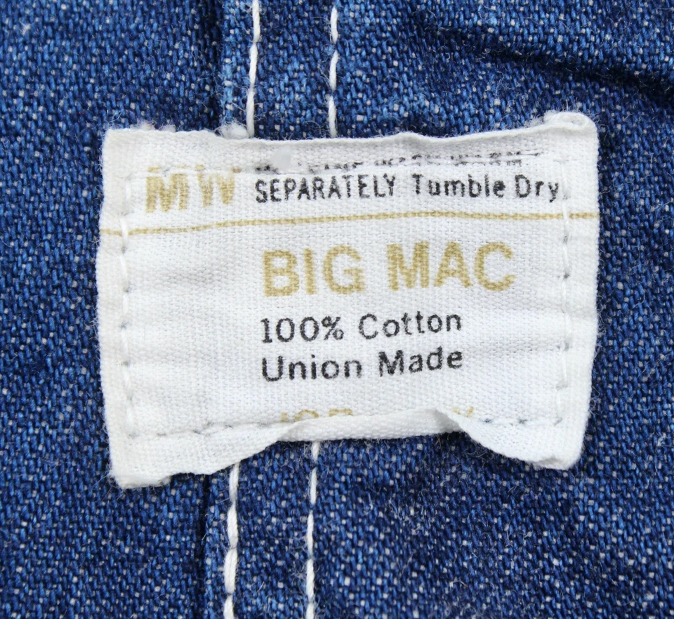 Mens VTG 70s Blue Denim Big Mac Overalls Sz L 1970s Square Bak - Image 3 of 4
