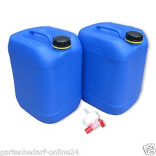 2 x 20 L blau Beh&auml;lter Plastik Kanister Wasserbeh&auml;lter Camping Outdoor + Hahn.