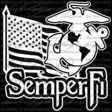 USMC Semper Fi Flag EGA Marines Vinyl Decal Sticker Marine LARGE Fidelis Eagle