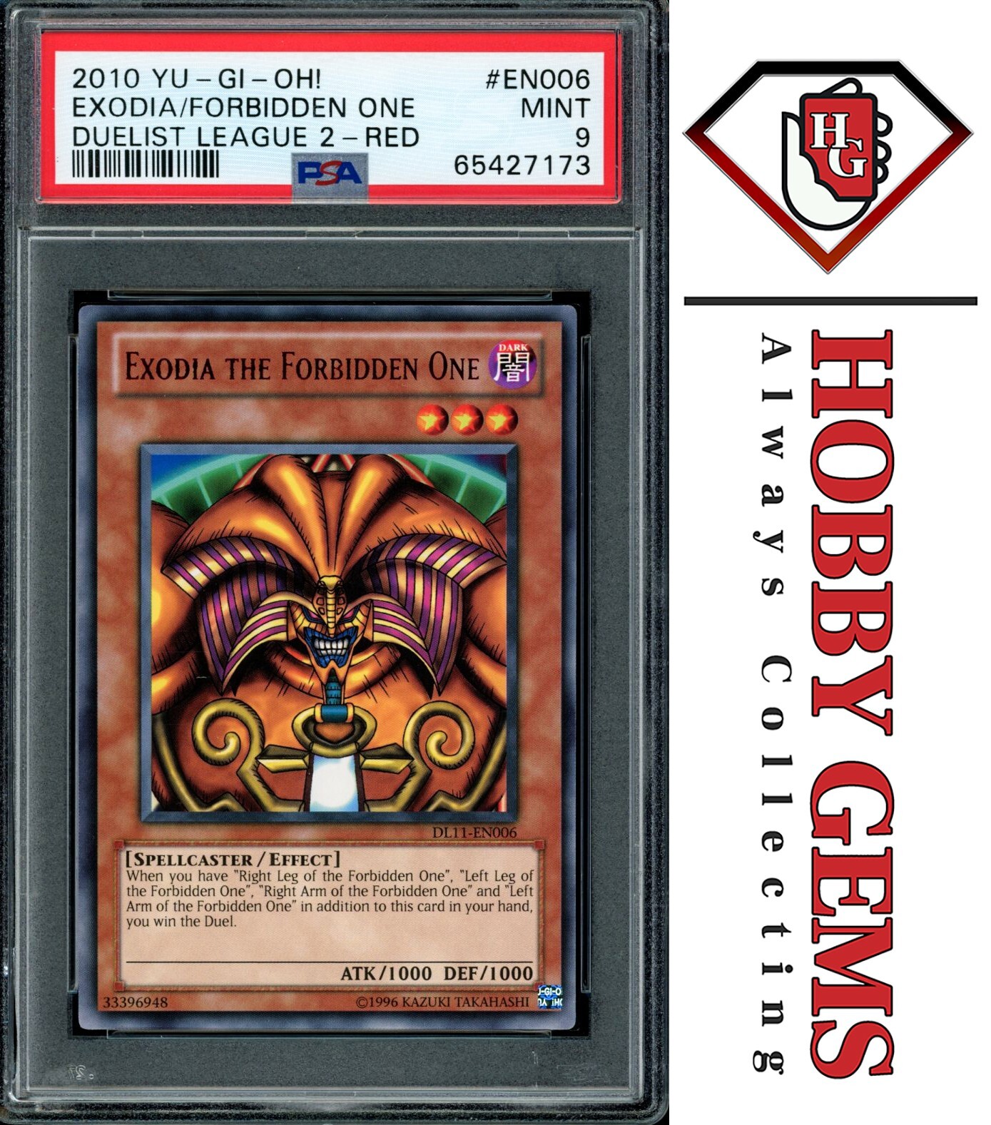 EXODIA THE FORBIDDEN ONE DL11-EN006 Red PSA 9 2010 Duelist League 2