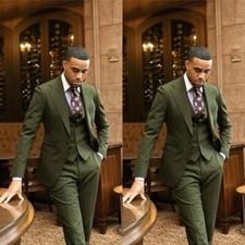 Olive Green Men Suit Formal Tuxedos Wedding Groom Party Business Men Blazer