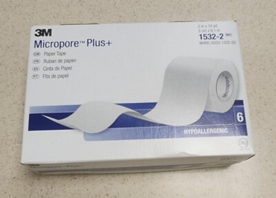 3M Micropore Paper Tape Plus Medical Tape 2'' x 10 yd 6 Rolls