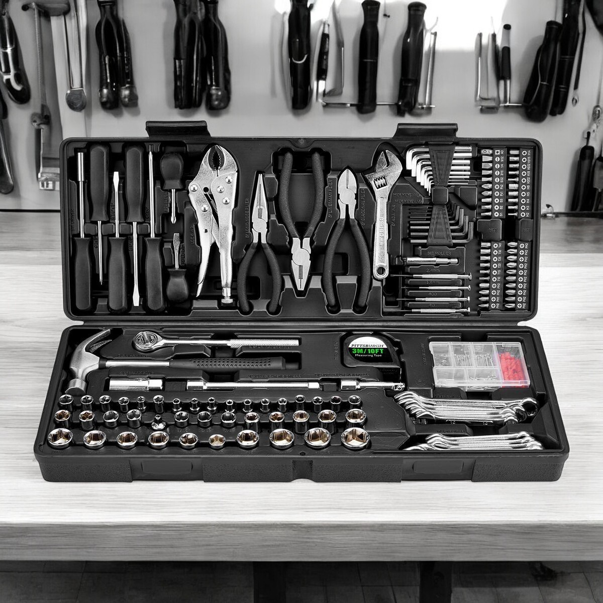 Pittsburgh 130 Piece Tool Set With Blow Mold Storage Case