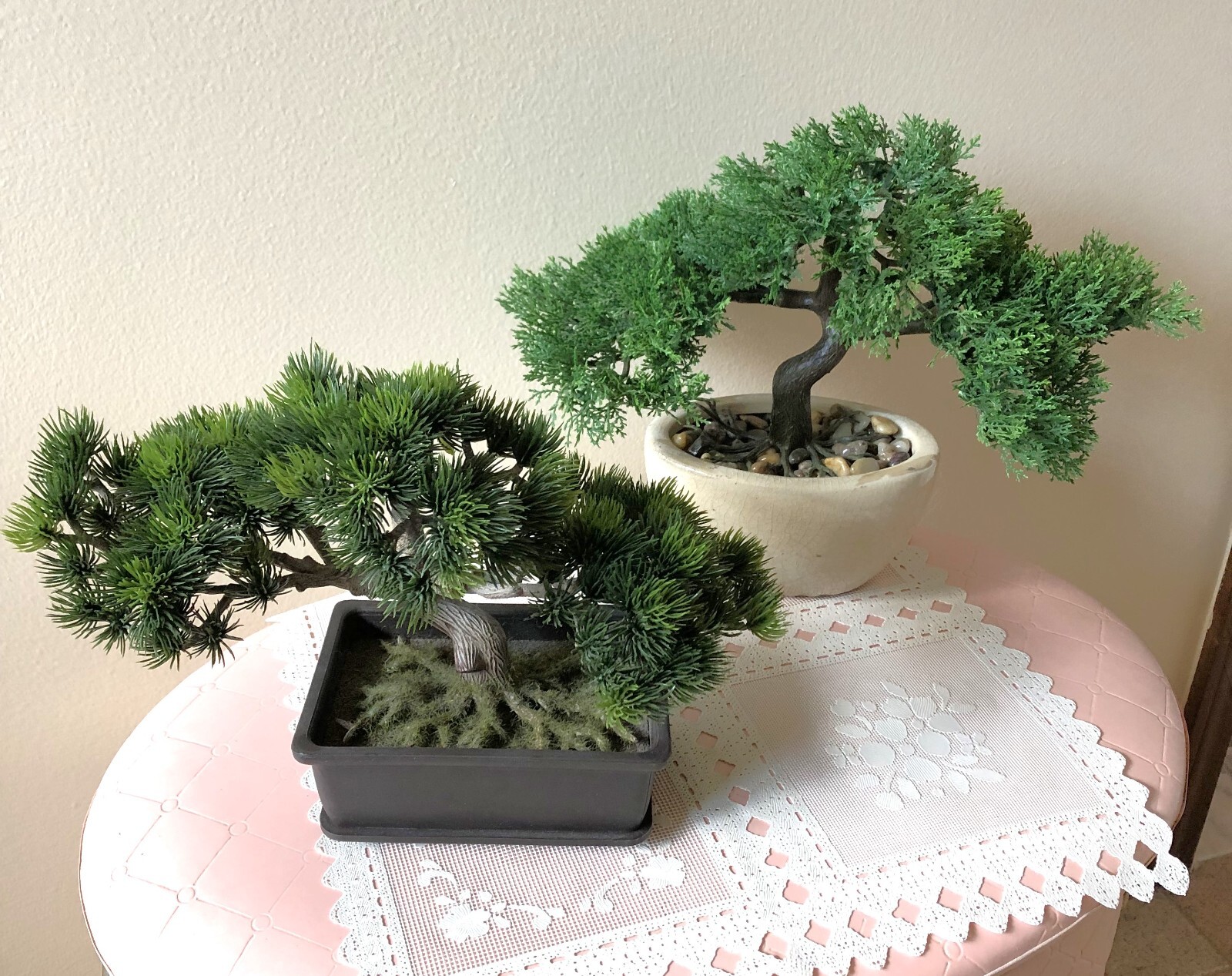 Artificial Faux Bonsai Pine and Cypress Trees Set of 2
