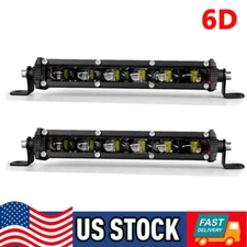2X 7inch Ultra Slim LED Light Bar 6D Spot Flood Driving for UTV Offroad Truck US
