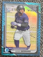 2024 Bowman Chrome #BCP-225 Derek Bernard 1st /150 Blue Reptilian Rockies