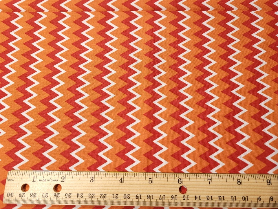 1 yarda 28" Búho Maravilloso Olivia Audi Wilmington Impresiones Naranja Rojo Blanco Chevron Foto 2 de 3