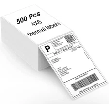 500 4" x 6" Direct Thermal Shipping Labels for Zebra & Rollo and any Printers
