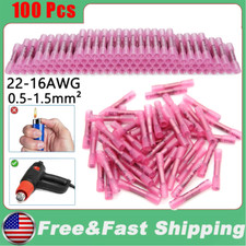 100PC Pink 22-16AWG Heat Shrink Butt Connectors Waterproof Wire Splice Terminals