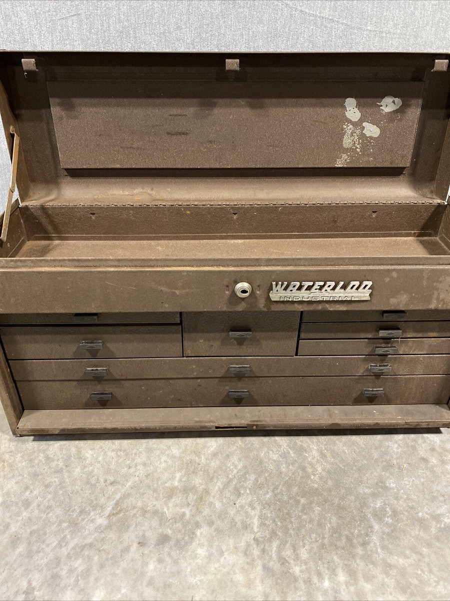 Vtg WATERLOO INDUSTRIAL Machinist Tool Chest 8 Drawer Toolbox Tool