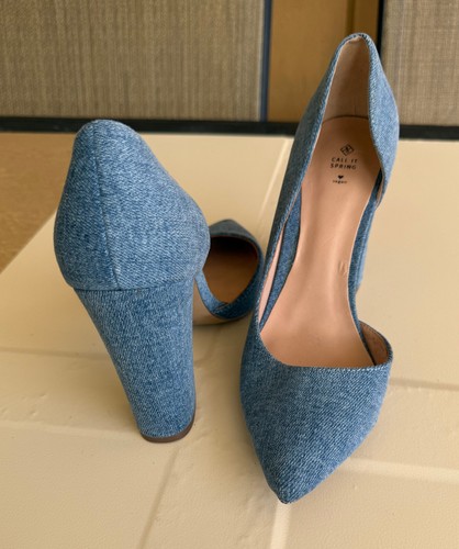 CALL IT SPRING WOMEN'S SHOES. SIZE: 9 BLUE DENIM HEELS POINTED TOE PUMPS - Picture 6 of 7