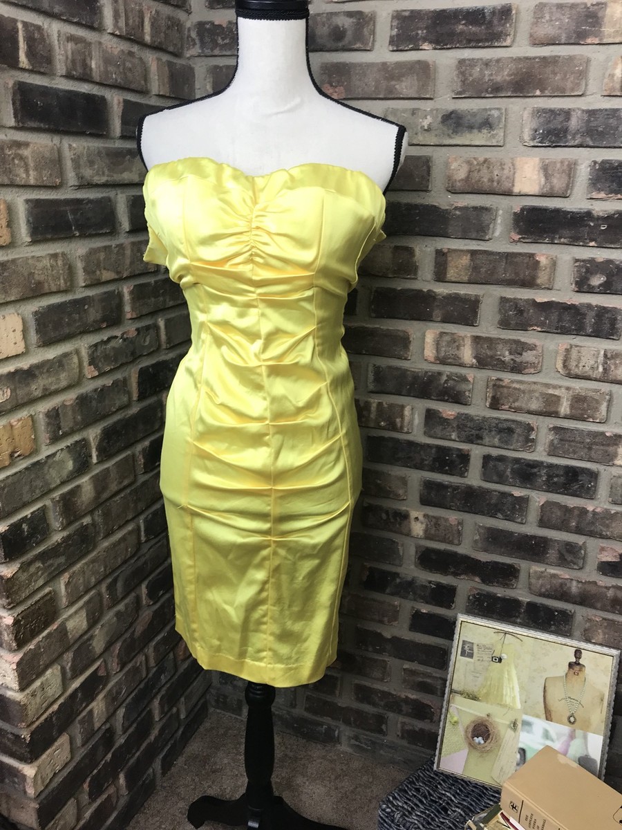 cache yellow silk dress Cache Yellow Y2K Halter Formal Dress Women's Size 12