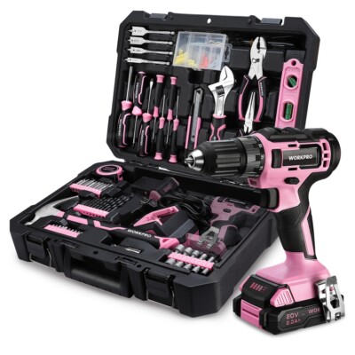 NEW 141PCS Hand Tool Kit 20V 3/8'' Cordless Drill Driver Kit w/2A Battery Charger
