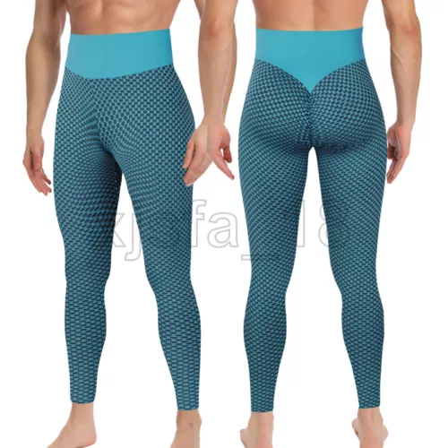Men's Leggings Sports Gym Compression Pants Training Trousers Bubble Textured UK - Picture 27 of 30