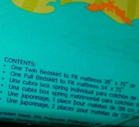 FALDA 3K NUEVA CON ETIQUETAS Vintage SCOOBY DOO Camuflaje Azul Camuflaje Doble/Cama Individual Volantes Polvo Foto 4 de 4
