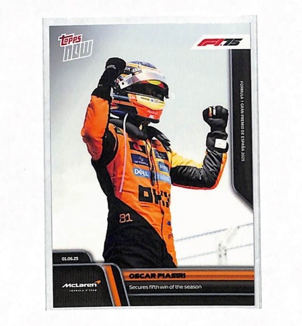 2025 Topps Now Formula 1 #041 Oscar Piastri Secures 5th Win Of The Season Card