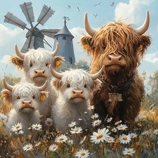 Cow Diamond Art Kits for Adults,Flower Diamond Painting Kit for Beginner,5D D...
