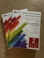 Simetufy 4 Pack Stretched Canvas for Painting 11x14 Inch, 100 Cotton Blank