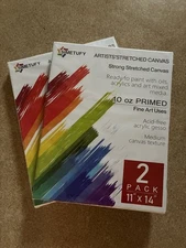 Simetufy 4 Pack Stretched Canvas for Painting 11x14 Inch, 100 Cotton Blank