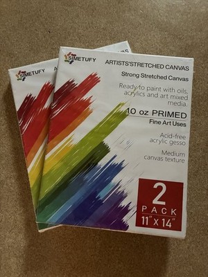 Simetufy 4 Pack Stretched Canvas for Painting 11x14 Inch, 100 Cotton Blank