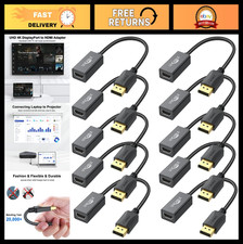 4K DisplayPort to HDMI Adapter 10-Pack, DP to HDMI Male Female Cable for TV, Mon