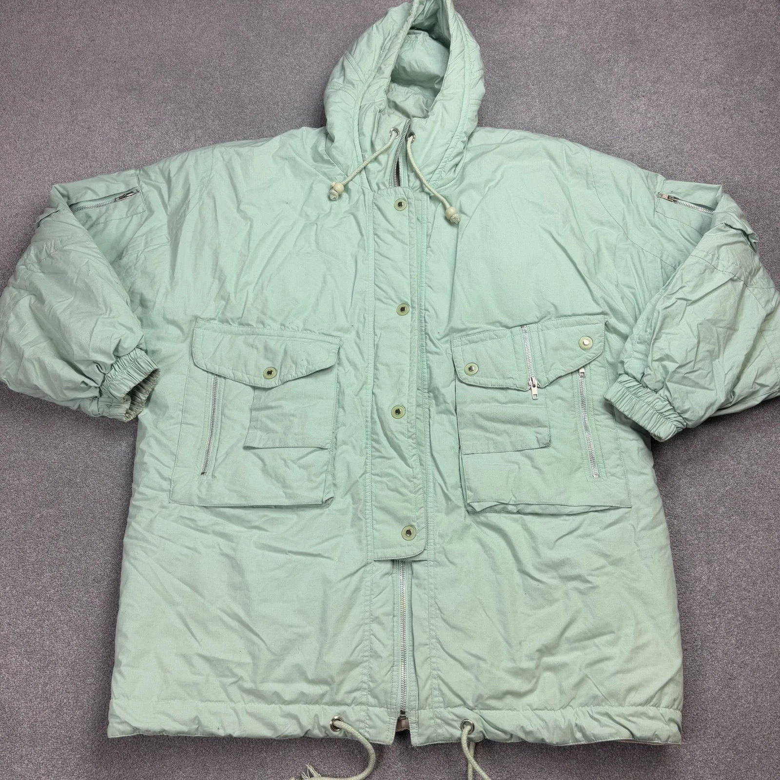 Ski Jacket Adult 2XL XXL Green Insulated Lined Hood Outdoors Y2K 90s Coat Men